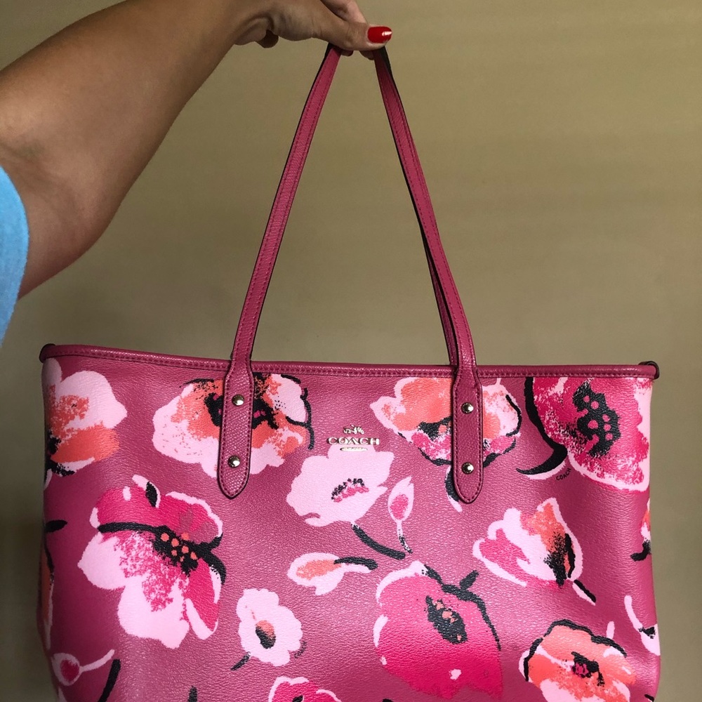 Pink Floral Coach Purse Tote
